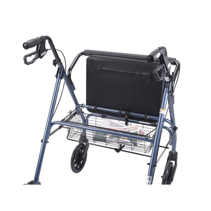 Heavy Duty Bariatric Walker Rollator with Large Padded Seat, Blue