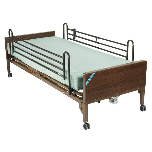 Delta Ultra Light Semi Electric Hospital Bed with Full Rails and Foam Mattress