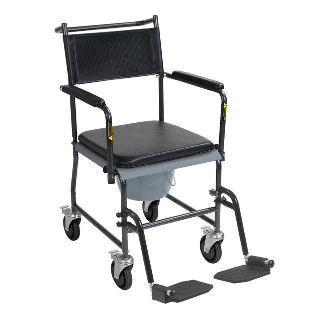 Upholstered Drop Arm Wheeled Commode