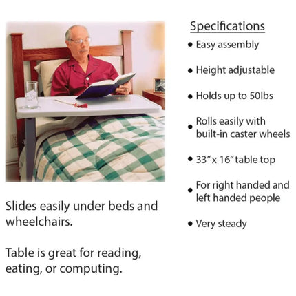 Carex Overbed Table With Wheels