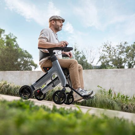 Electric Rollator Wheelchair, Carbon Fiber, Power Assist Walker & Transport Chair