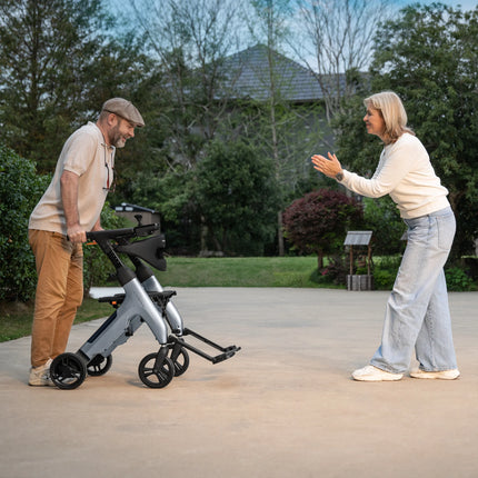 Electric Rollator Wheelchair, Carbon Fiber, Power Assist Walker & Transport Chair