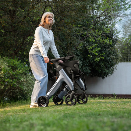 Electric Rollator Wheelchair, Carbon Fiber, Power Assist Walker & Transport Chair