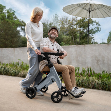Electric Rollator Wheelchair, Carbon Fiber, Power Assist Walker & Transport Chair