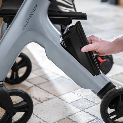 Electric Rollator Wheelchair, Carbon Fiber, Power Assist Walker & Transport Chair