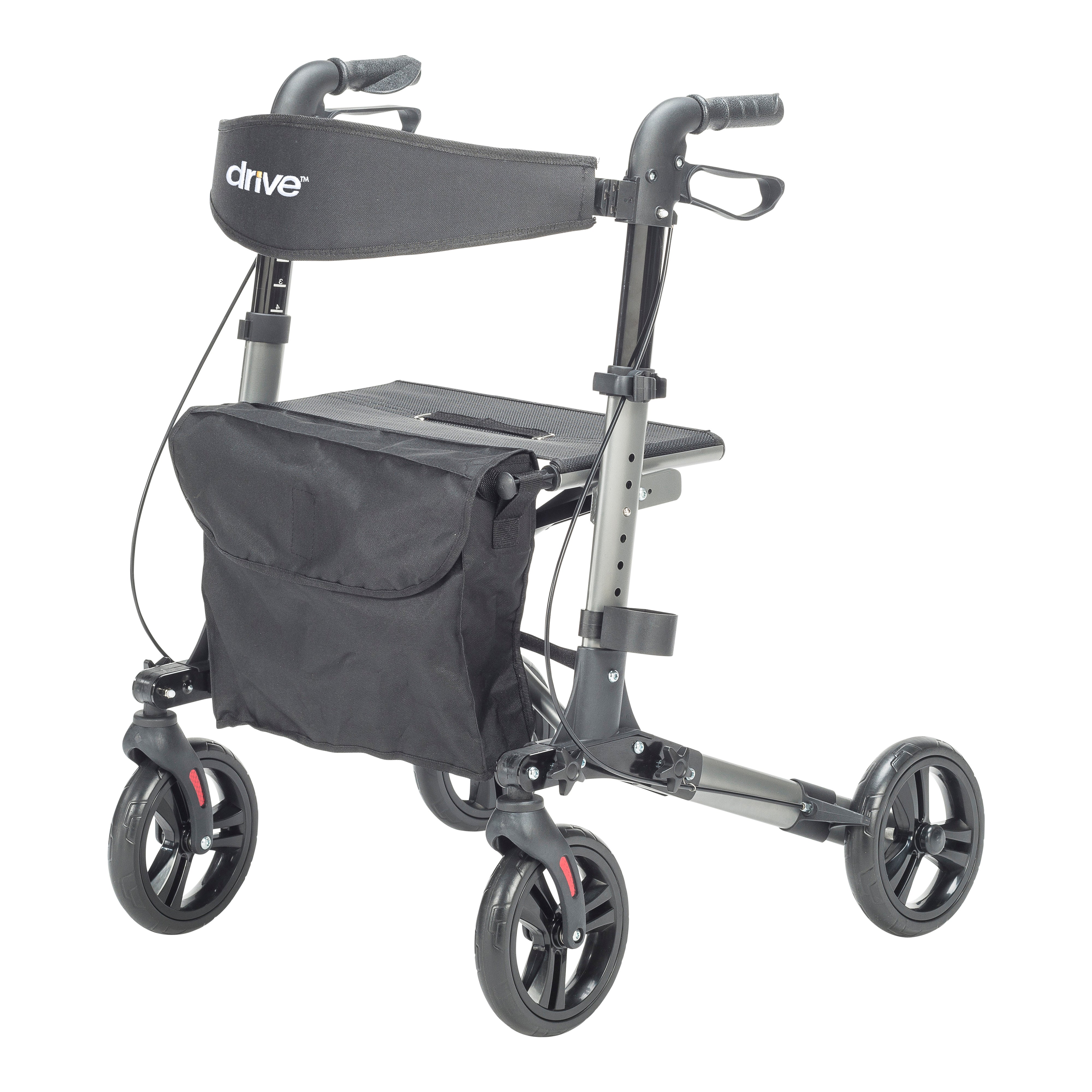 Compact Lightweight Rolator Compact Folding Rollator Rolling Walker, Grey/Black – Walton Medical