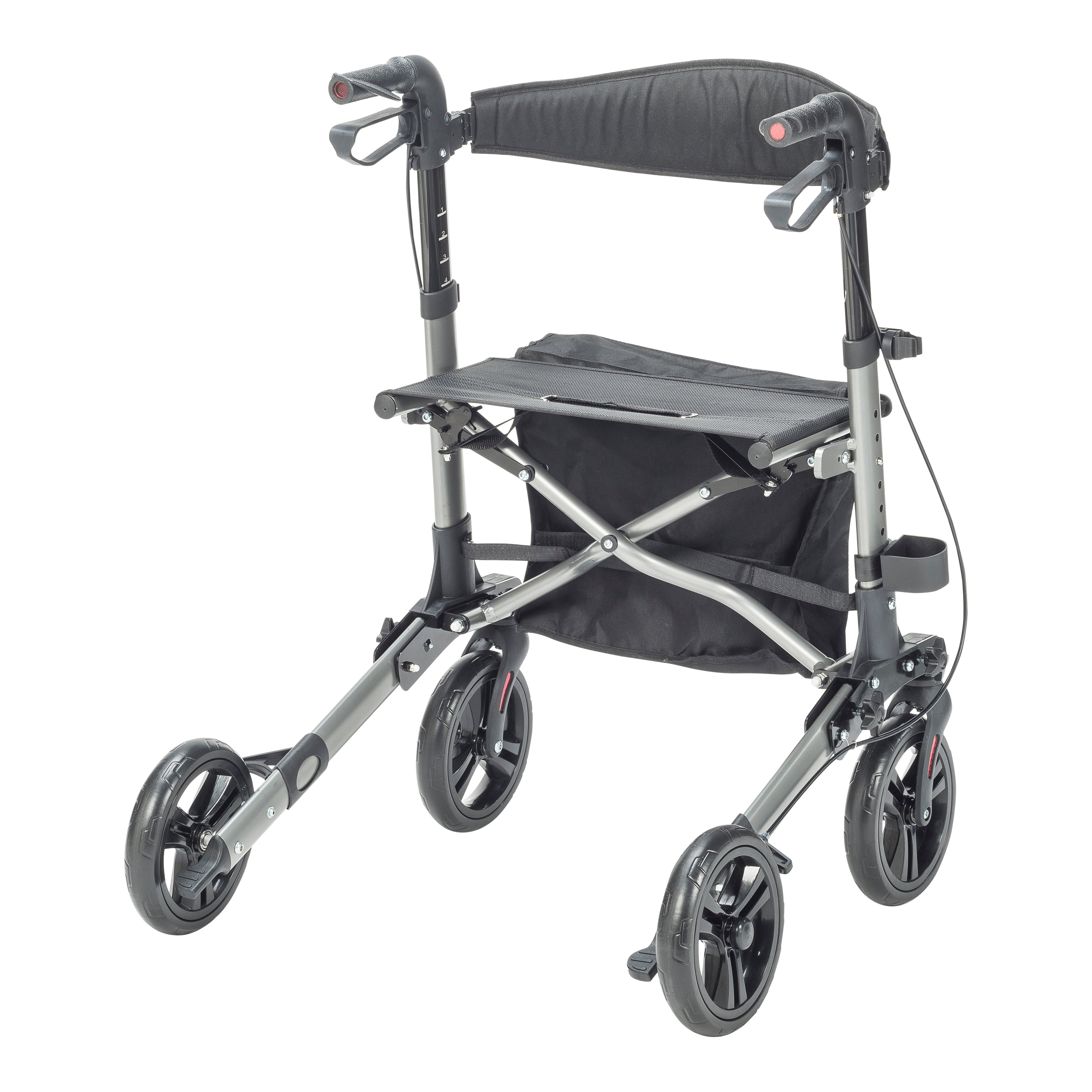 Compact Lightweight Rolator Compact Folding Rollator Rolling Walker, Grey/Black – Walton Medical