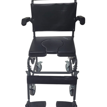 4 Way Padded Steel Commode Chair with Wheels