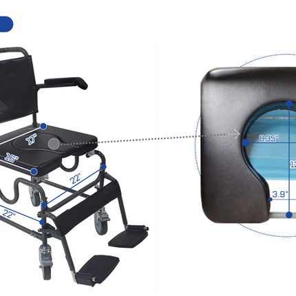 4 Way Padded Steel Commode Chair with Wheels