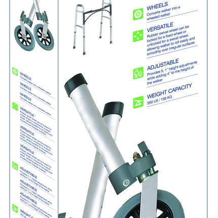 Swivel Lock Walker Wheels, 5", 1 Pair