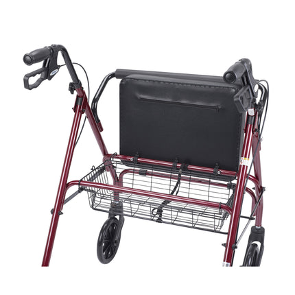 Heavy Duty Bariatric Walker Rollator with Large Padded Seat, Red