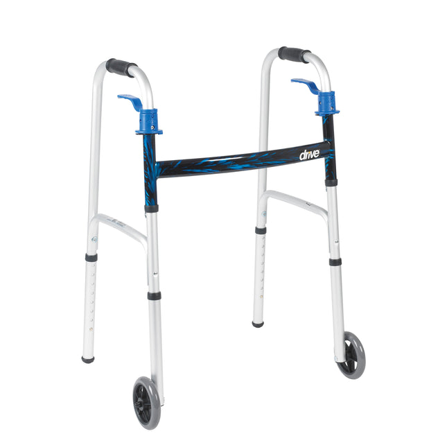 Deluxe, Trigger Release Folding Walker with 5" Wheels