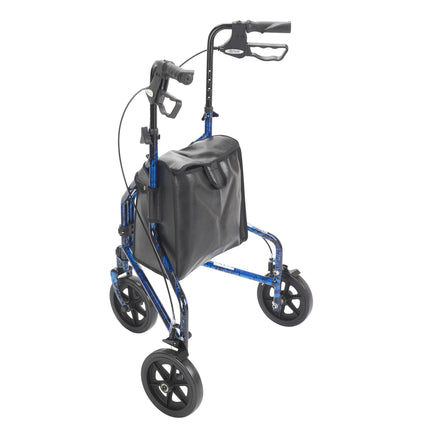 3 Wheel Walker Rollator with Basket Tray and Pouch, Flame Blue