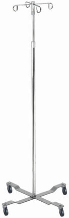 Economy Removable Top I. V. Pole, 4 Hook Top, Chrome