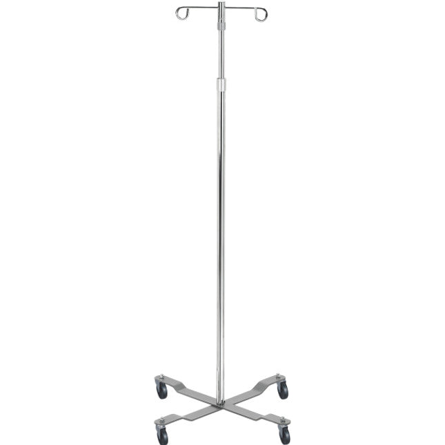 Economy Removable Top I. V. Pole, 2 Hook Top, Chrome