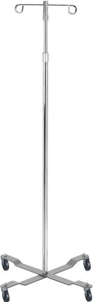 Economy Removable Top I. V. Pole, 2 Hook Top, Silver Vein