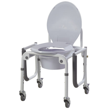 Steel Drop-Arm Commode with Wheels and Padded Armrests (case of 2 units)