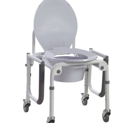 Steel Drop-Arm Commode with Wheels and Padded Armrests (case of 2 units)