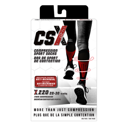 CSX 20-30 mmHg Compression Socks Silver on Black