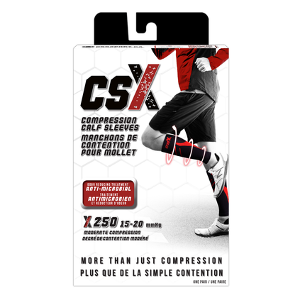 CSX 15-20 mmHg Compression Calf Sleeves Pink on Grey