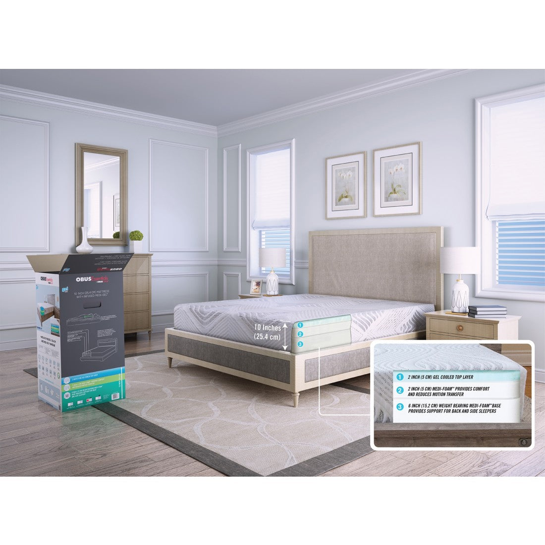 GEL Series 10” Bed in a Box Mattress by Obusforme