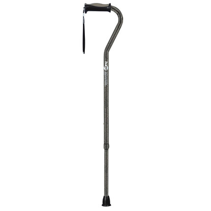 Adjustable Offset Handle Cane with Reflective Strap, Carbon Swirls