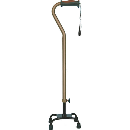 Adjustable Quad Cane for Right or Left Hand Use, Small Base, Cocoa