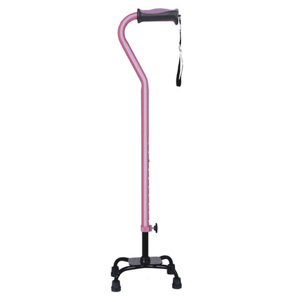 Adjustable Quad Cane for Right or Left Hand Use, Small Base, Rose