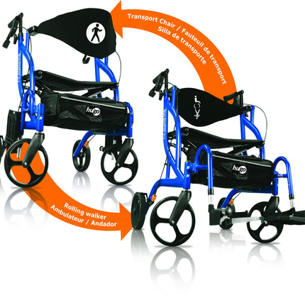 Hugo Navigator Side-Folding Rolling Walker & Transport Chair