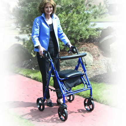 Duet Dual Function Transport Wheelchair Walker Rollator, Blue