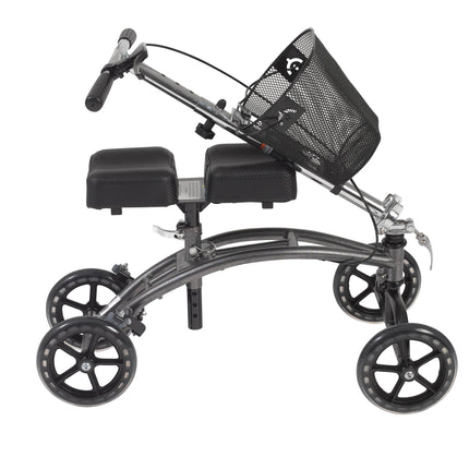 Dual Pad Steerable Knee Walker with Basket, Alternative to Crutches