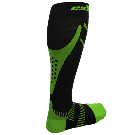 CSX 15-20 mmHg Compression Socks Green on Black