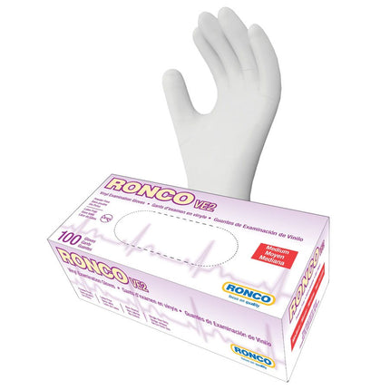 RONCO Vinyl Examination Gloves, Powder Free