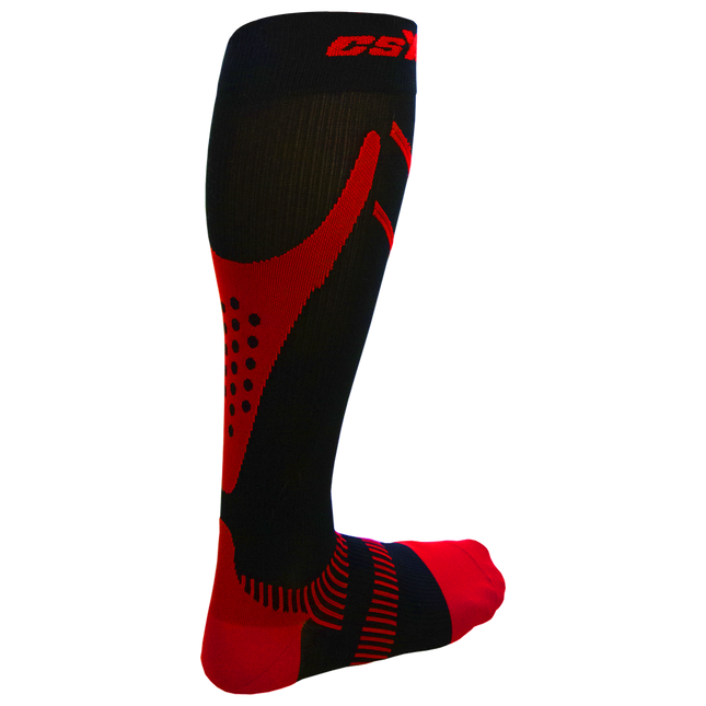 CSX 20-30 mmHg Compression Socks Red on Black