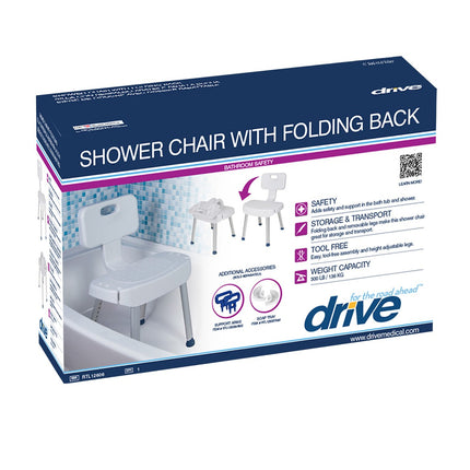 Bathroom Safety Shower Chair with Folding Back