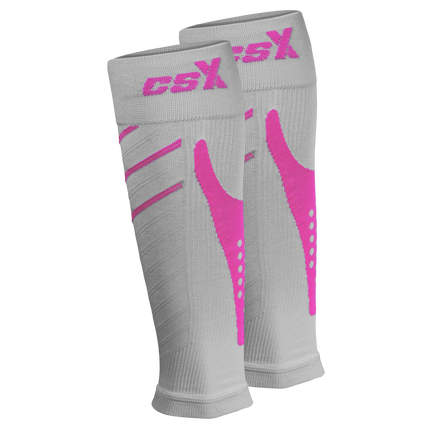 CSX 15-20 mmHg Compression Calf Sleeves Pink on Grey