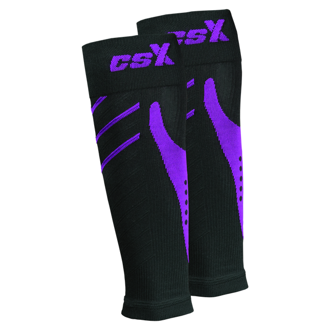 CSX 15-20 mmHg Compression Calf Sleeves Purple on Black