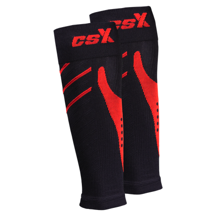 CSX 15-20 mmHg Compression Calf Sleeves Red on Black