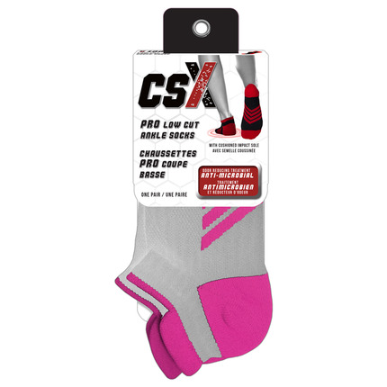 CSX X100 Low Cut Ankle Socks PRO Pink on Grey