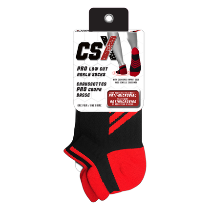 CSX X100 Low Cut Ankle Socks PRO Red on Black