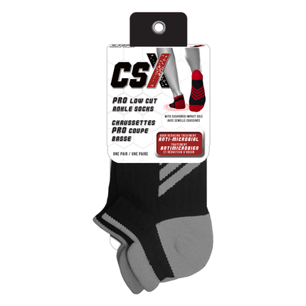 CSX X100 Low Cut Ankle Socks PRO Silver on Black