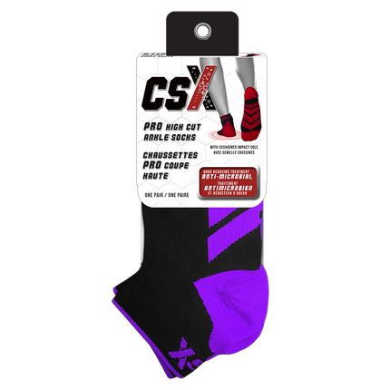 CSX X110 High Cut Ankle Sock PRO Purple on Black