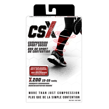CSX 15-20 mmHg Compression Socks Silver on Black