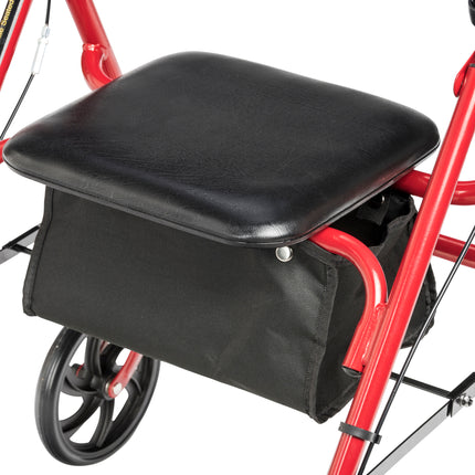 Drive Medical Four Wheel Walker Rollator with Fold Up Removable Back Support