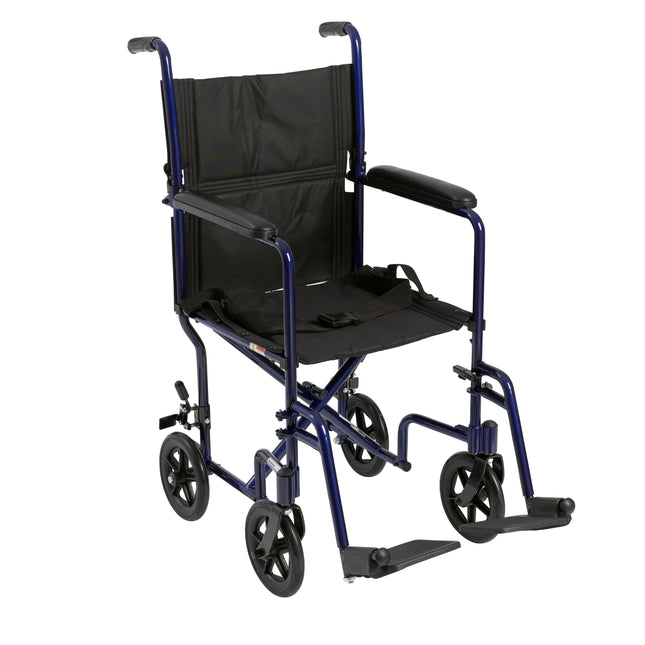 Lightweight Transport Wheelchair, 17" Seat, Blue