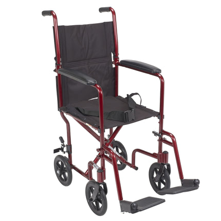 Lightweight Transport Wheelchair, 17" Seat, Red