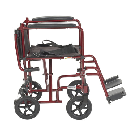 Lightweight Transport Wheelchair, 17" Seat, Red