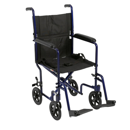 Lightweight Transport Wheelchair, 19" Seat, Blue
