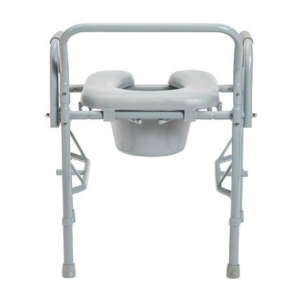 Steel Drop Arm Bedside Commode with Padded Seat and Arms