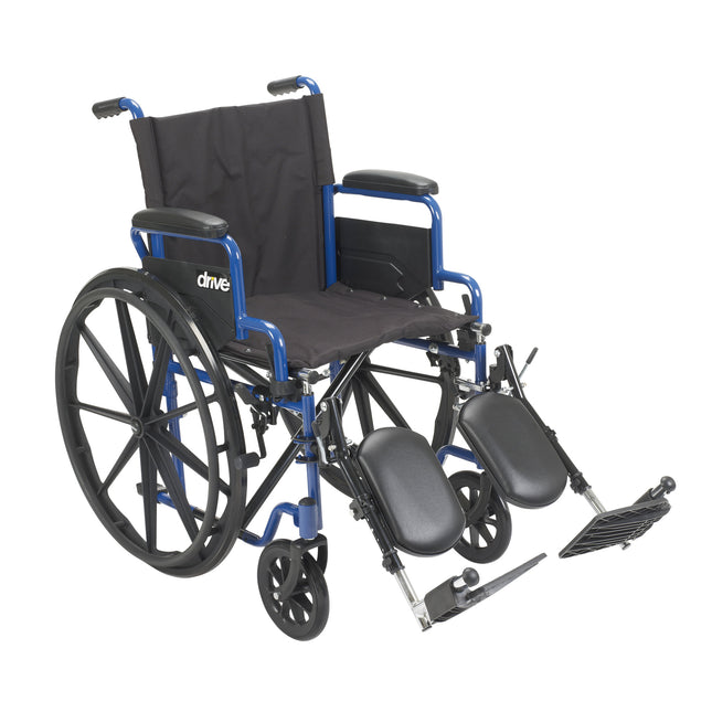 Blue Streak Wheelchair with Flip Back Desk Arms, Elevating Leg Rests, 20" Seat